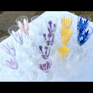 PRICE DROP!  Handpainted Cocktail flutes